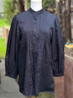 Lauren Ralph Lauren 100% Linen Pintuck Tunic Blouse – Size M